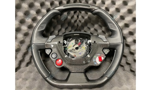 volant carbone cuir noir coutures blanches ferrari FF (87233400)