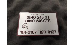 Plaque Aluminium Dino 246 GT / 246 GTS Ferrari (PAD246)