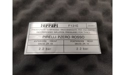 ETIQUETTE PRESSION DES PNEUS PIRELLI FERRARI F430 (200864)