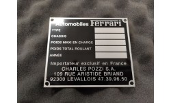 Plaque Châssis Charles Pozzi Ferrari 328 (PCF328)