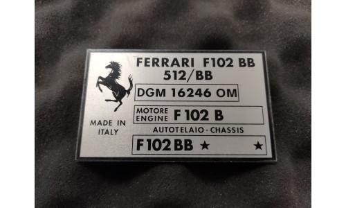 Plaque Châssis Ferrari F102 BB 512 /BB (PCF512BB)