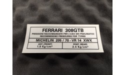 Sticker de Vitre Pression d'Air des Pneus Ferrari 308 GTB (FST)